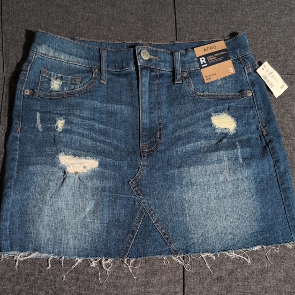 Distressed Aeropostale Mini Denim Skirt